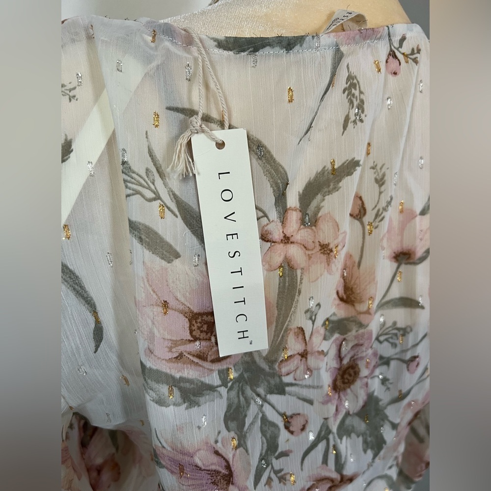 NWT Love Stitch Woman’s White Flower Airy Lightweight Boho Maxi Dress Size Large - Picture 12 of 13
